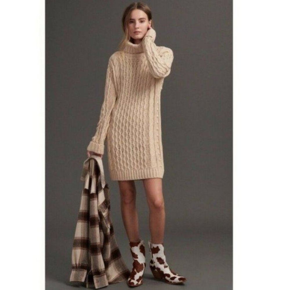 Anthropologie 525 Chase Cable-Knit Tunic Sweater